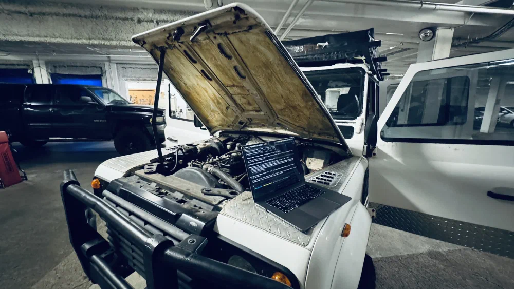 Isuzu 4BD1 diesel engine bay of the Perentie 110