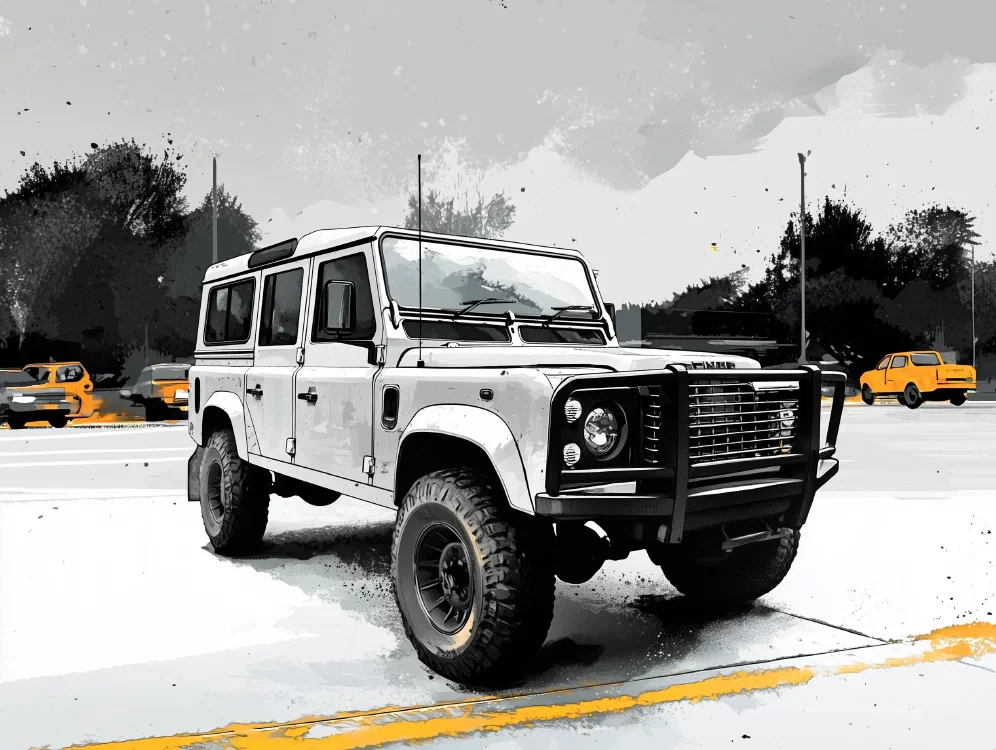 Borderlands-style illustration of the Perentie 110 in a parking lot